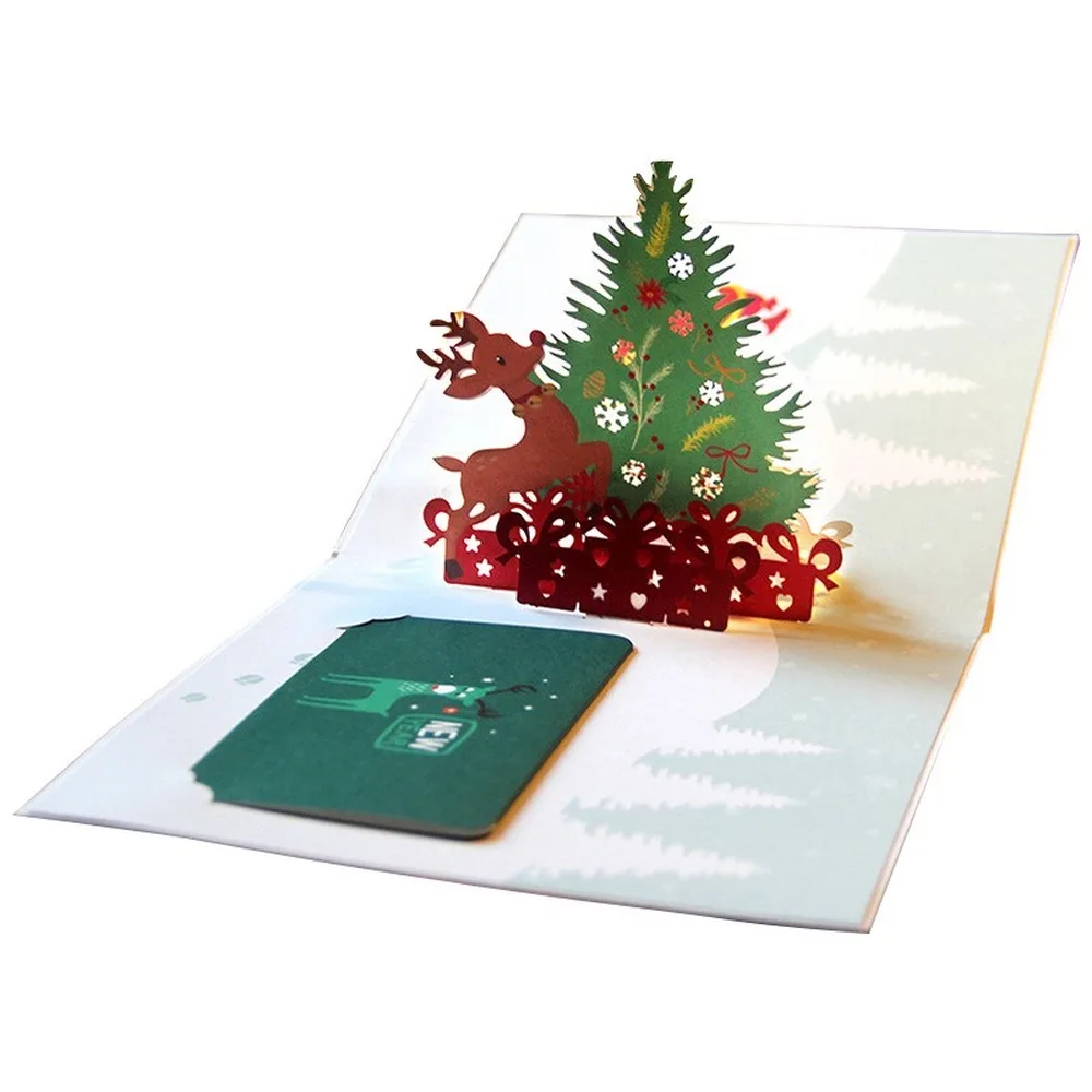 3D Рождественские стереоскопические поздравительные открытки цветная печать