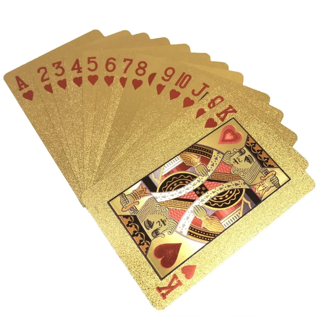 

Golden Playing Cards Waterproof Durable Use Gold Plastic Foil Poker Playing Magic Cards Best Gift Gambling Table Games