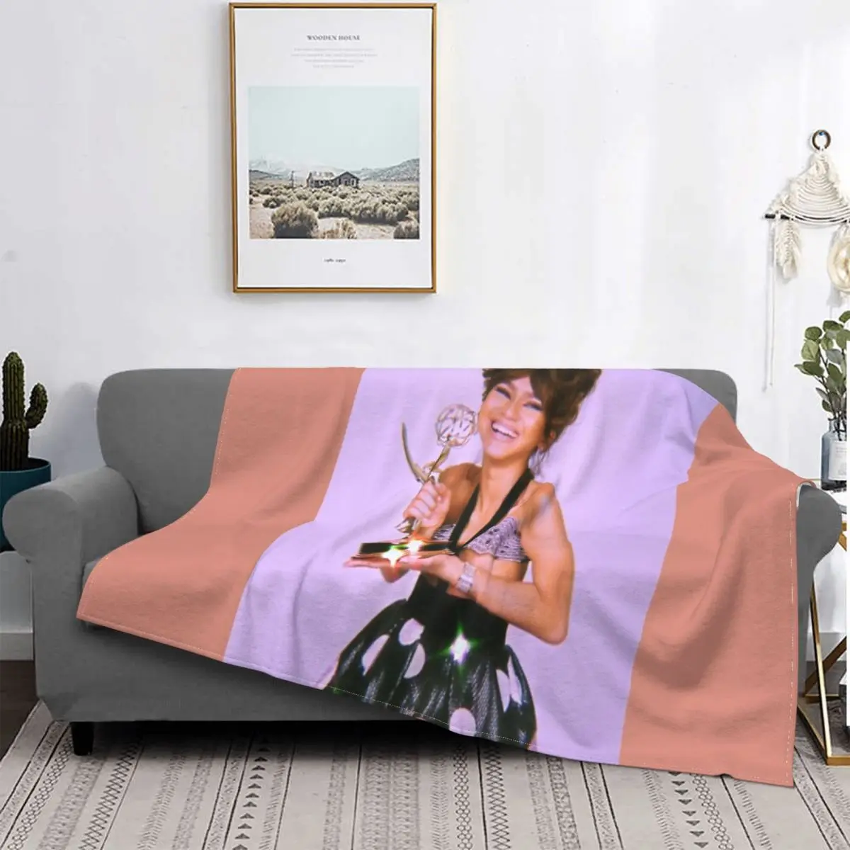 

Zendaya-Manta de premios Emmy, a cuadros para cama colcha, manta de verano, colcha de verano