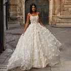 Женское свадебное платье в стиле бохо Romatic, платье невесты с цветочным 3D кружевом, Пляжное Платье на бретельках в богемном стиле