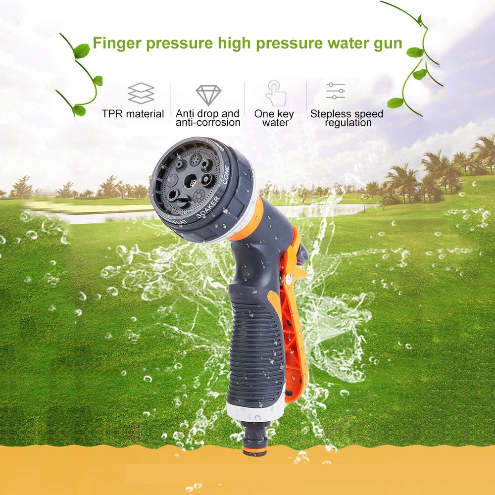 

Water Gun Garden Sprayer 8 Patterns Water Nozzle Head High Pressure Cleaning Nozzle Car Washing Yard Garden Watering Tools