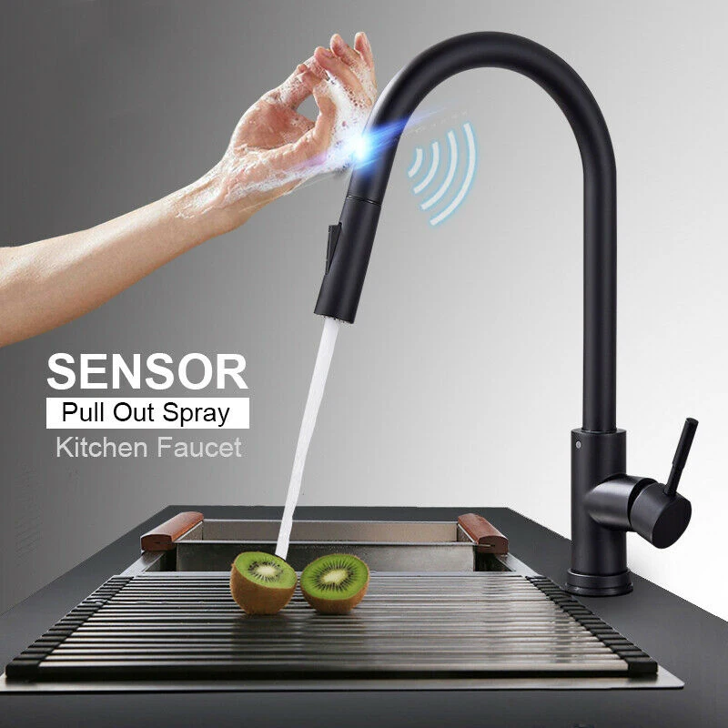 

Smart Touch Kitchen Faucets Invisible Pull Out Sprayer Head For Sensor Kitchen Water Tap Sink Mixer Rotate Faucet Water Mixer