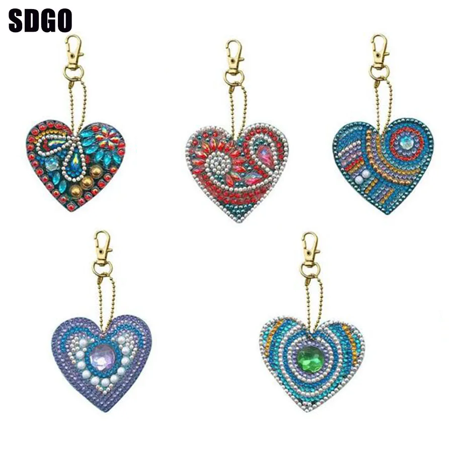 Цепочка для ключей SDGO сделай сам полностью Алмазная вышивка особая форма любовь
