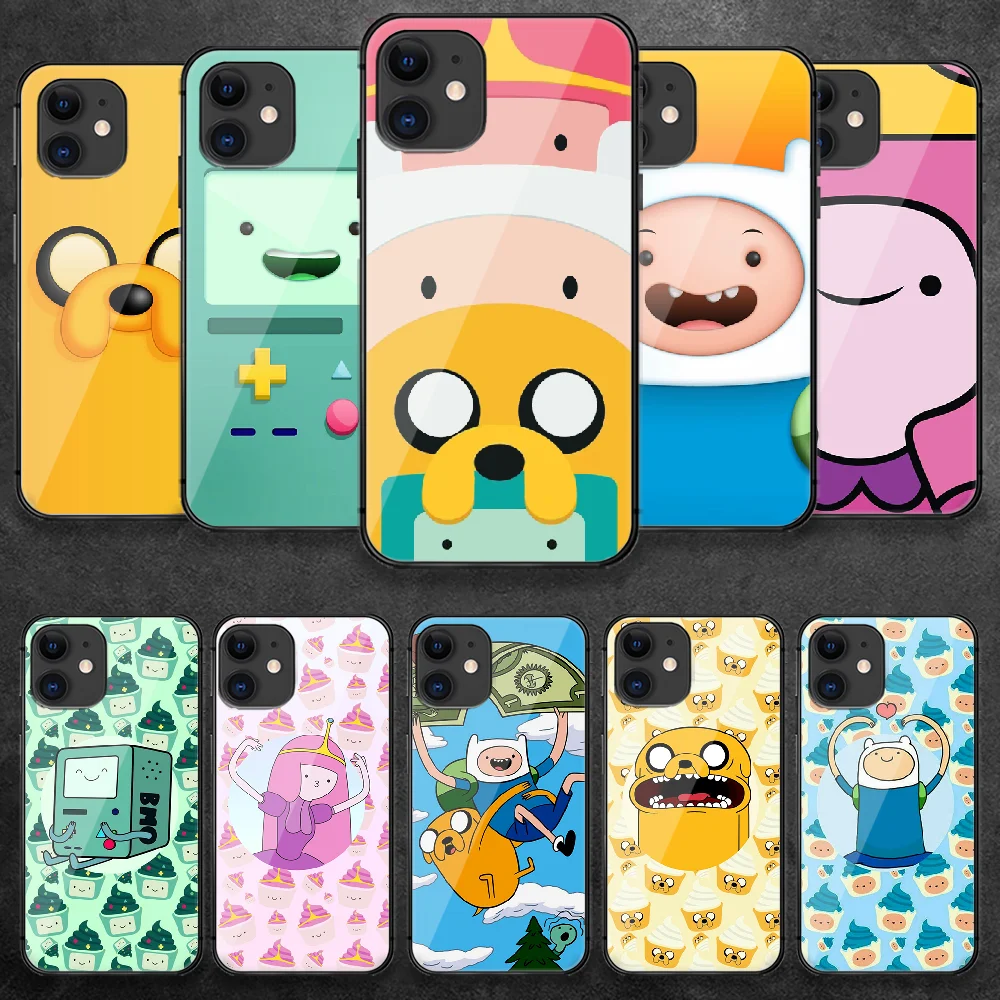 

Adventure Time Cartoon Tempered Glass Phone Case Cover For IPhone 5 5S 6 6S 7 Plus X Xs Xr Se 2020 11 12 Pro Max Mini Luxury