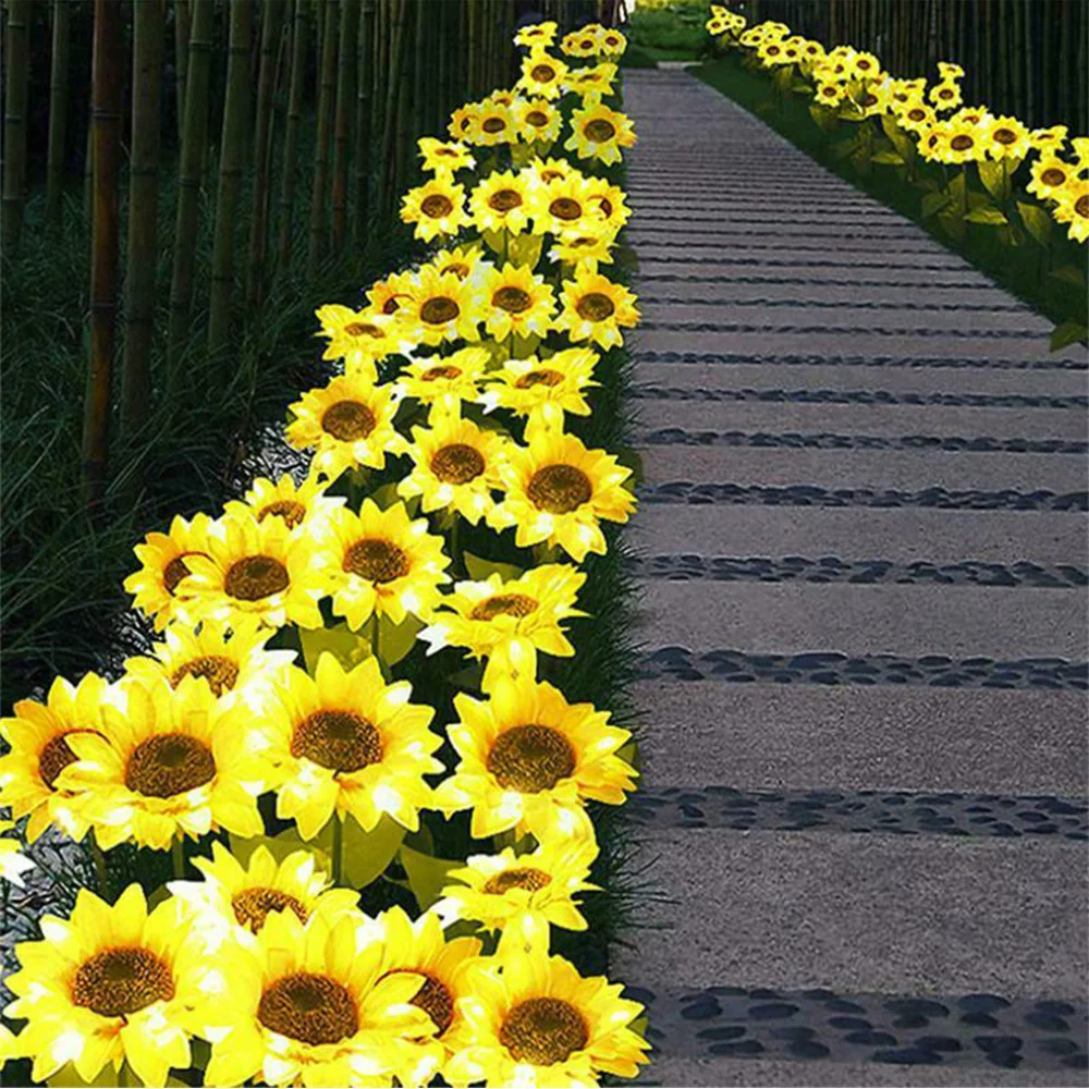 

2 Pcs LED Solar Sunflower Under Ground Lamp Outdoor Waterproof Lawn Light for Garden Courtyard Landscape Decoration Lighting