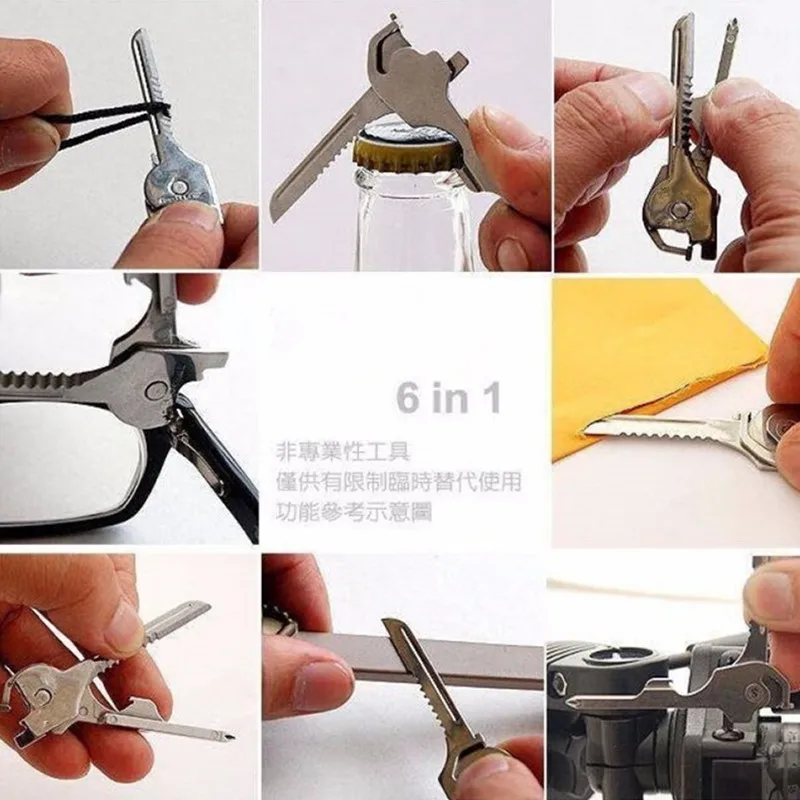 

6-in-one folding multifunctional mini knife outdoor portable multifunctional bottle opener screwdriver keychain tool