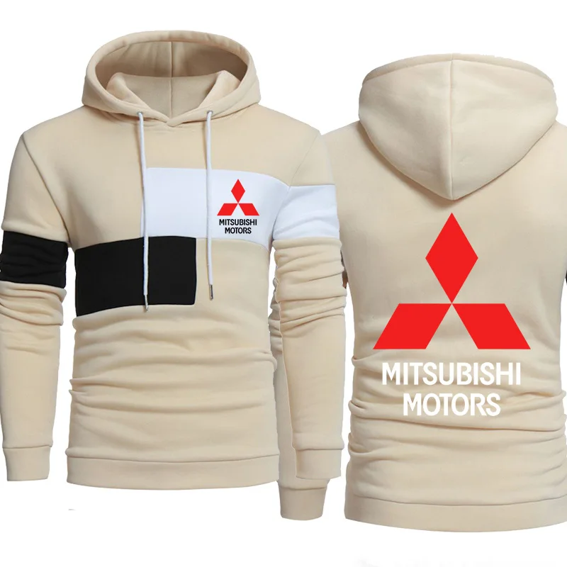 

Spring Autumn Men's Pullover Mitsubishi Car Logo Printing Fashion Casual Splicing Cotton Sweatshirt High Quality Men's Hoodie