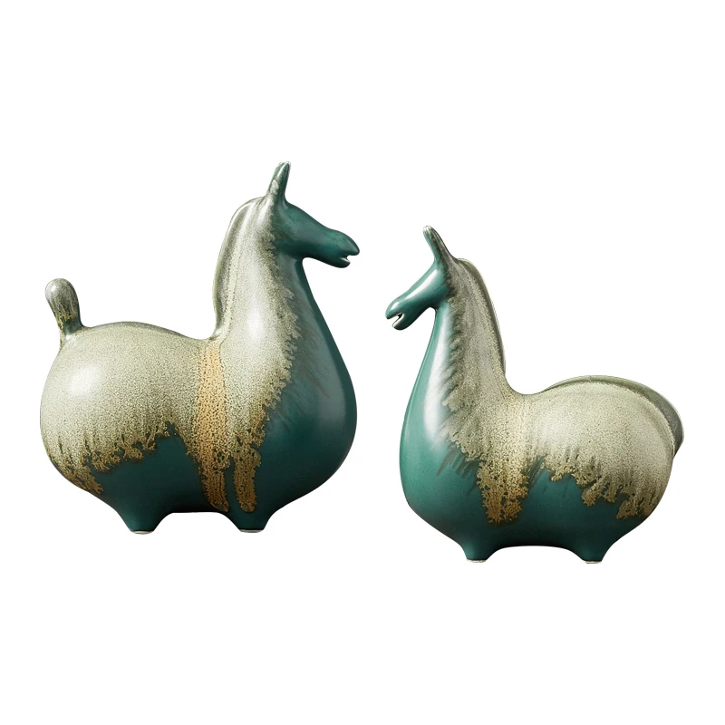New Chinese Style Ornaments Antique Shelf Crafts Home Zen Wine Cabinet Pony Ornament Ceramic Horse | Дом и сад