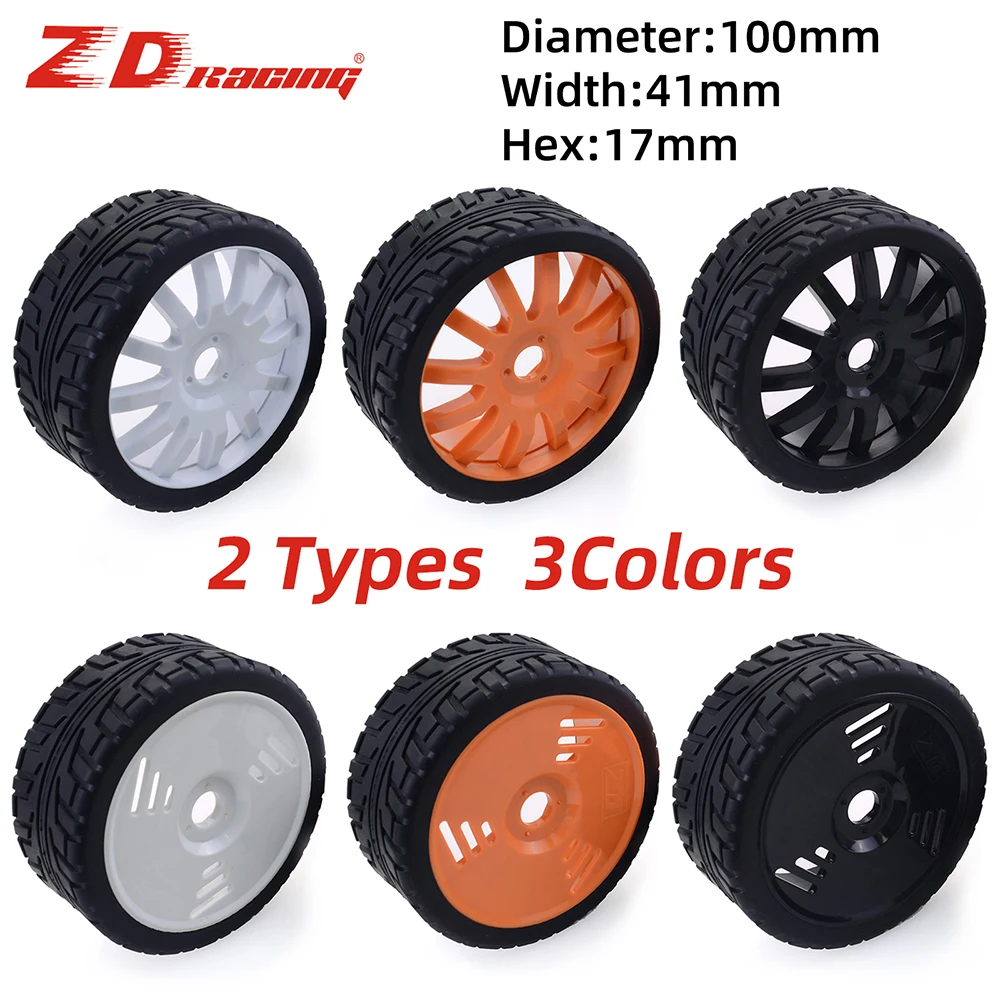 ZD Racing-neumáticos de goma de 100mm para coche de control remoto, ruedas hexagonales de 17mm para Redcat HSP HPI Kyosho Hobao Team Losi Shelly 1/8 Buggy