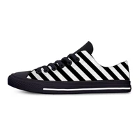 black and white stripes aesthetic fashion novelty casual cloth shoes low top lightweight breathable 3d print men women sneakers