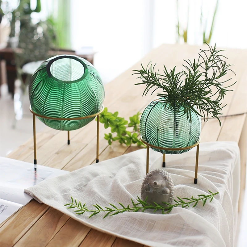 Роскошная креативная стеклянная ваза зеленая Скандинавская мягкая декоративная