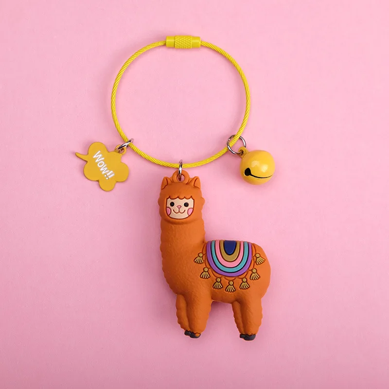 

Lovely Alpaca Keychain Fashion Cartoon Fine Backpack Package Pendant Accessories Car Key Small Keyring Bell New Hot Sale 2021