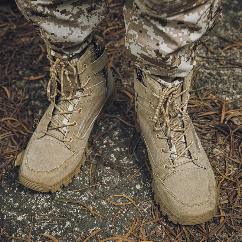 Уличные мужские военные ботинки высокие дышащие походные тактические для