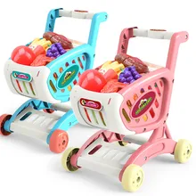 15PCS/set Supermarket Shopping Cart Toys Girls Simulation Trolley Push Car Cutting Food Fruit Pretend Play Kids Educational Toy