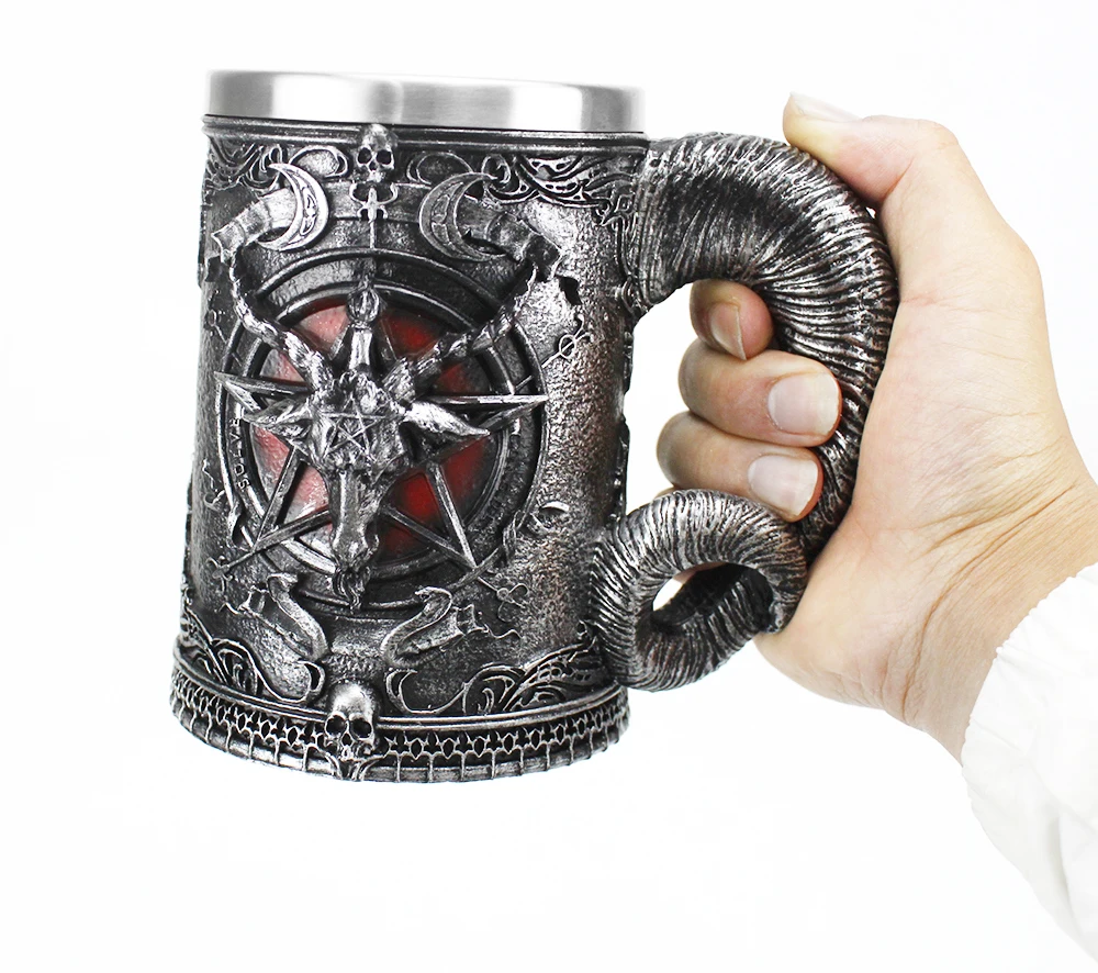 Baphomet Кубок пентаграмма и рога бокал для вина готическое, Викка языческий мистический кружки для кофе пива 600 мл 200 мл мистический Wicca веер подарок
