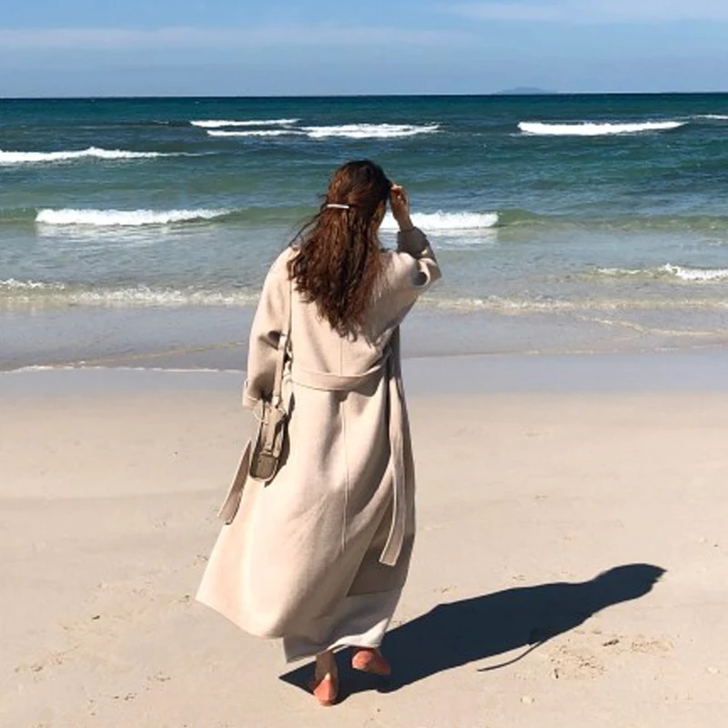 

Plus Size Women Winter Long Coat Casual Loose Cardigans Coat Long Sleeve Manteau Femme Elegant Wool Blend Overcoat Outwear 2020
