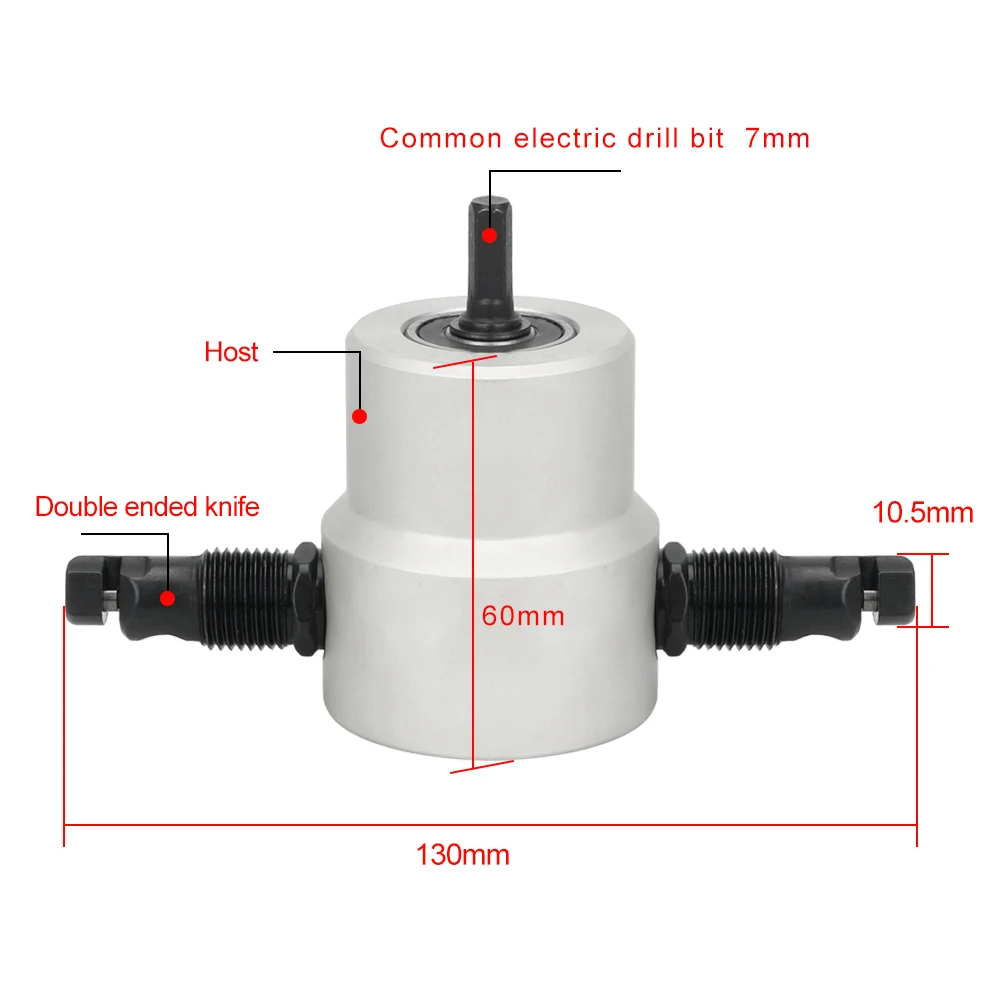 

Sheet Metal Nibbler Cutter Tackle Car Repair Metal Sheet Drill Tool 360 Degree Double Head Sheet Nibbler Hole Saw Cutter
