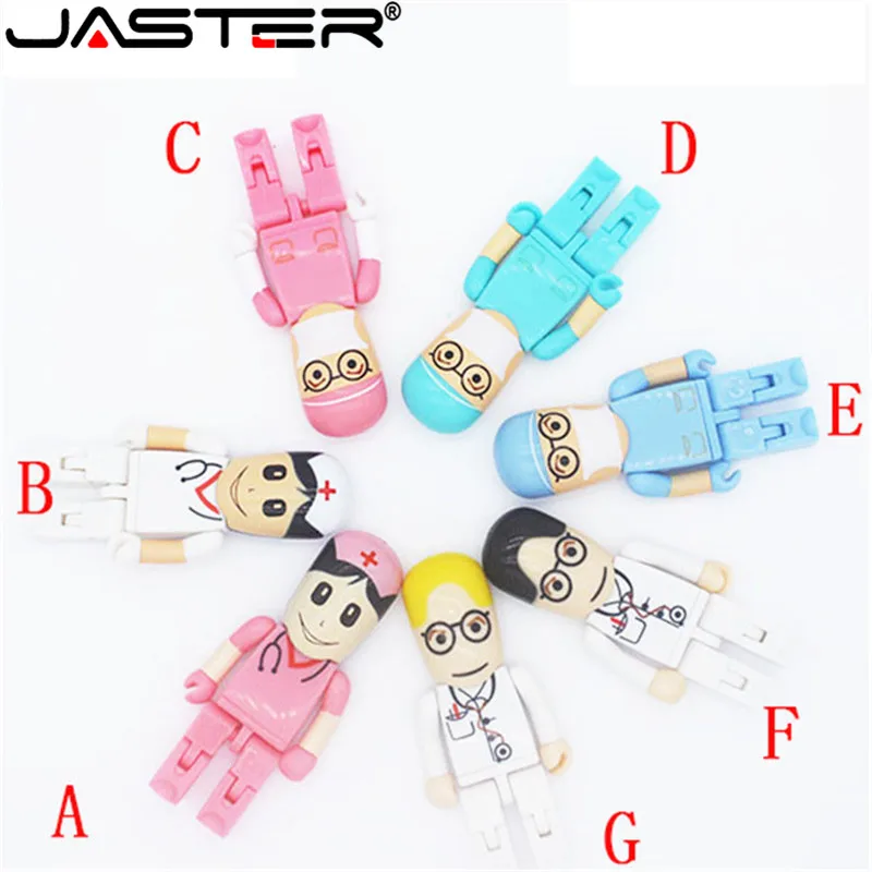 

JASTER USB 2.0 mini Doctors nurse USB Flash Drive dentist Pen drive Gift cartoon pendrive 4GB/64GB/16GB/32GB u disk Wholesale