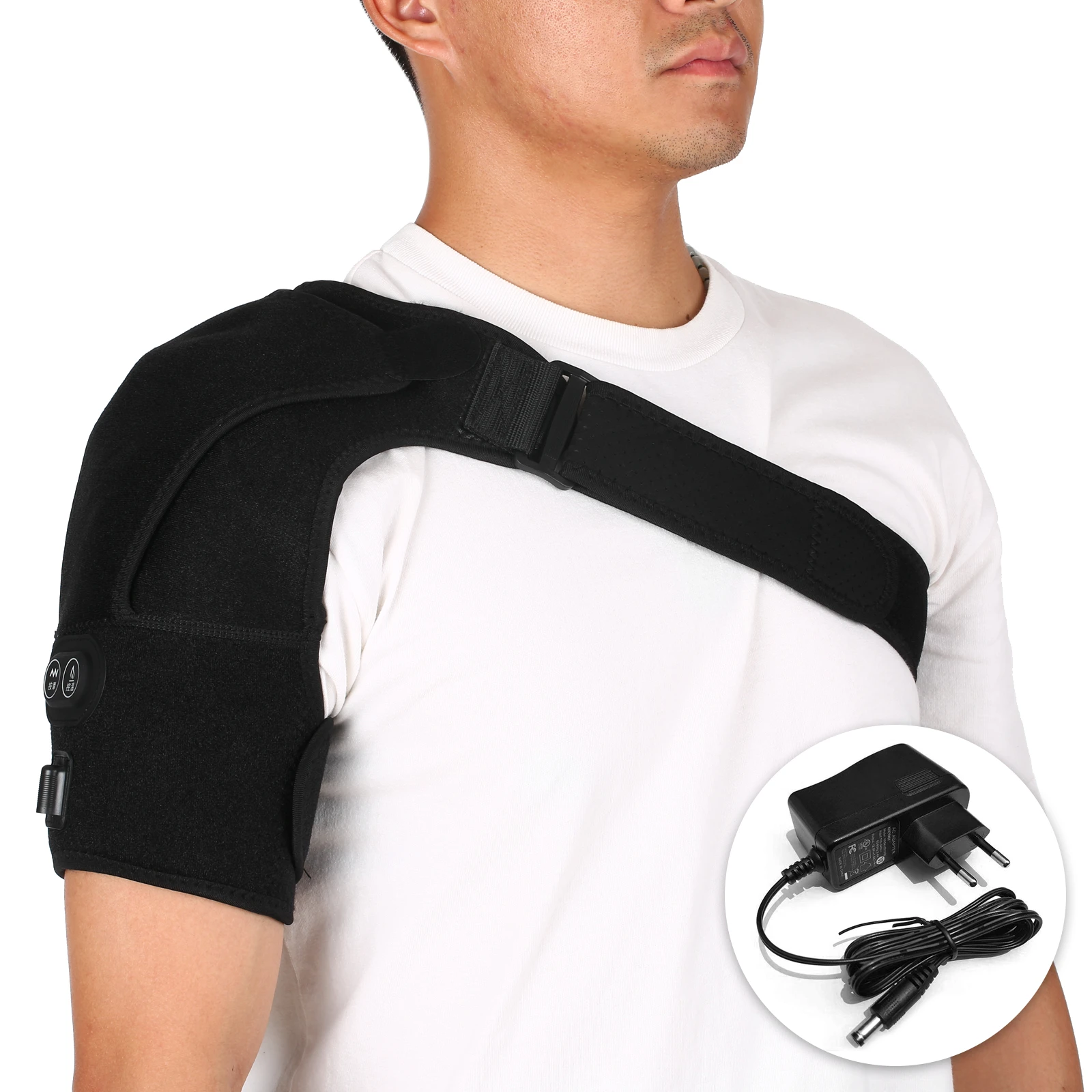 

Massaging Heated Shoulder Wrap Brace Heating Infrared Pad Strap Shoulder Compression Sleeve with UK/US/EU Adapter