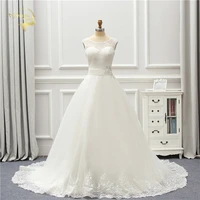jeanne love tulle wedding dress 2021 applique lace robe de mariage sleeveless a line vestido de noiva brida dresses wedding gown