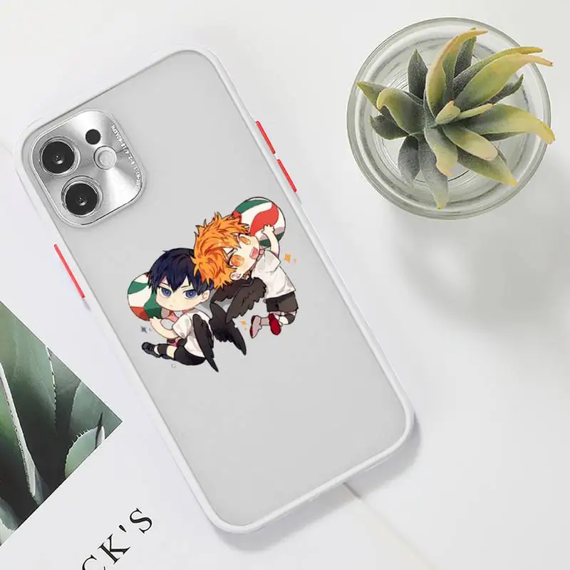 

Haikyuu Hinata attacks Anime Phone Case For iPhone 12 11 Mini Pro XR XS Max 7 8 Plus X Matte transparent White Cover