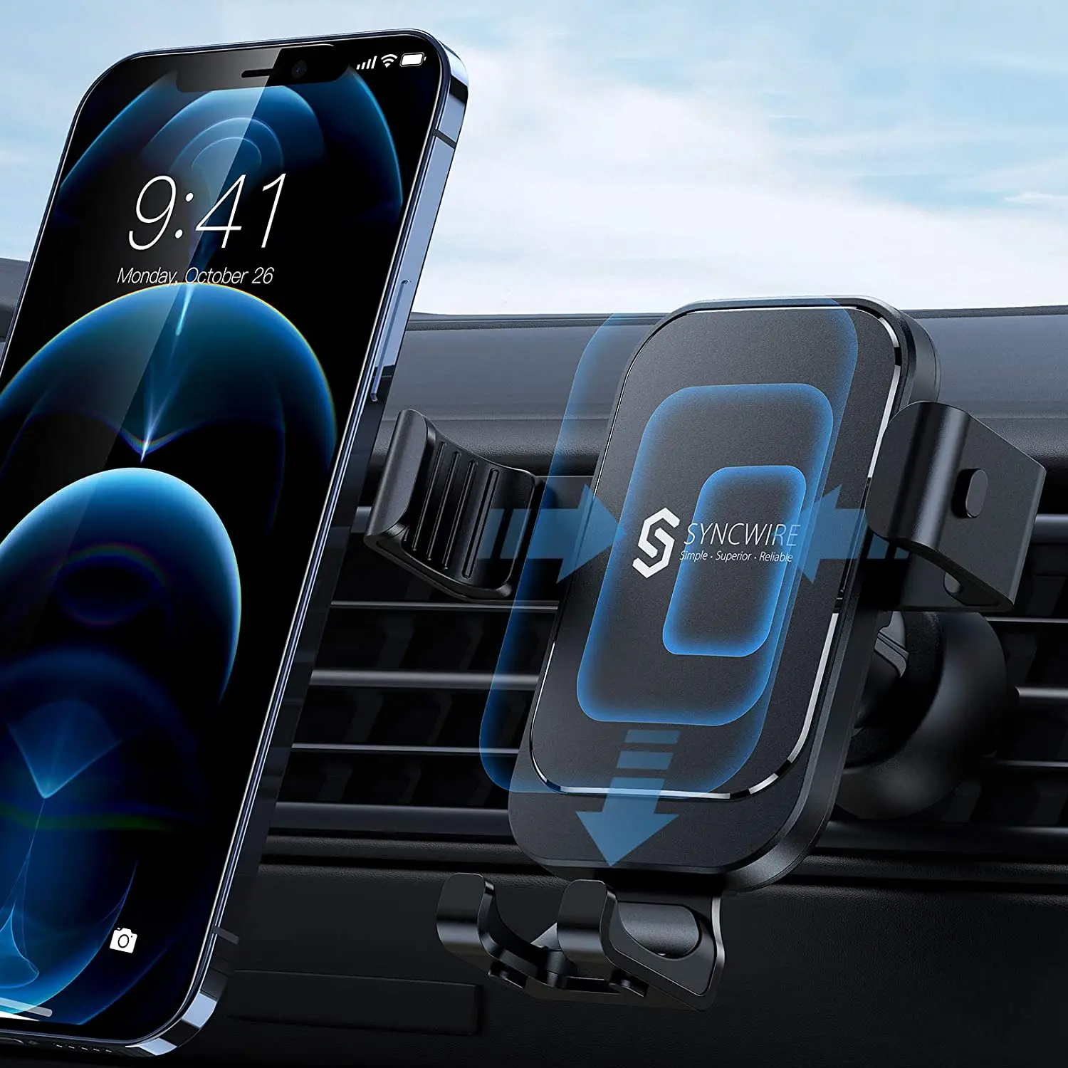 

Syncwire Phone Holder for Car - Gravity Car Phone Holder, Auto Lock 360° Rotation Air Vent Mount Universal Phone Holder for