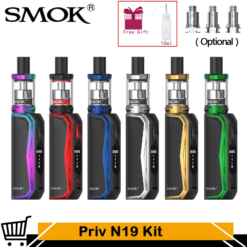 Новейший SMOK Priv N19 комплект 1200 мАч батарея M/S/N/H режим 30 Вт Vape с Nord сетка спиральная
