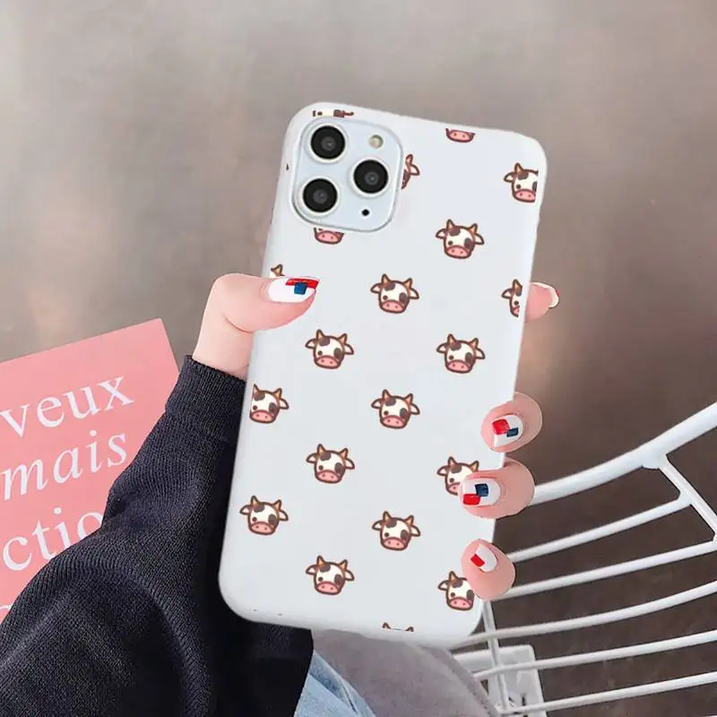 

Cartoons animal Rabbit Dinosaur Dog Phone Case White Candy Color for iPhone 6 7 8 11 12 s mini pro X XS XR MAX Plus