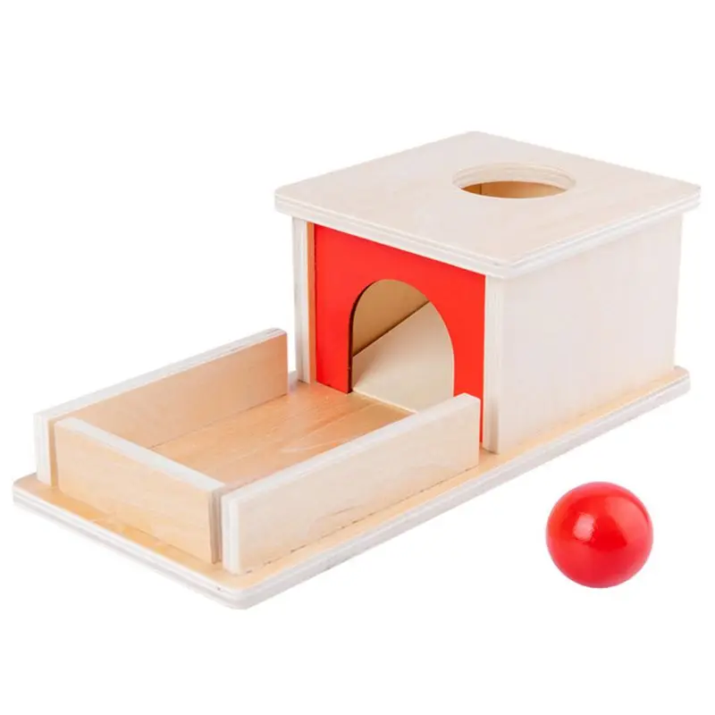 

Infant Montessori Wooden Permanence Object Box with Tray Ball Educational Toys