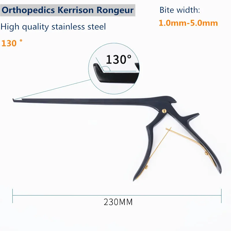 Rongeur-Instrumento ortop&eacute;dico para veterinaria, instrumento negro de 130 grados de acero inoxidable largo de 230mm-0