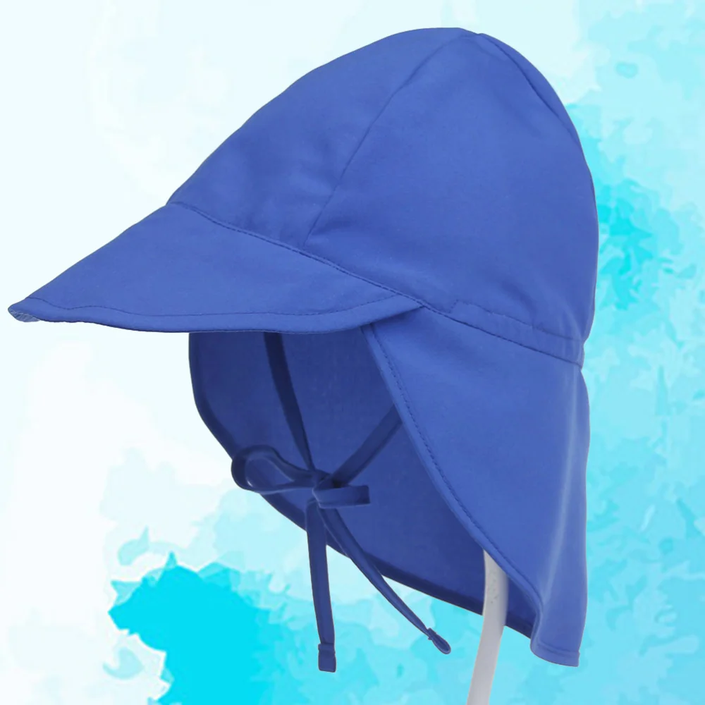 

Summer Anti-UV Cotton Cap Children's Cap Hat with Neck Protection Sun Hat for Vacation Beach Summer -Blue (Small)