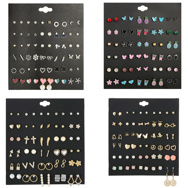 Женские милые серьги гвоздики Luokey модные маленькие в виде совы бабочки набор для