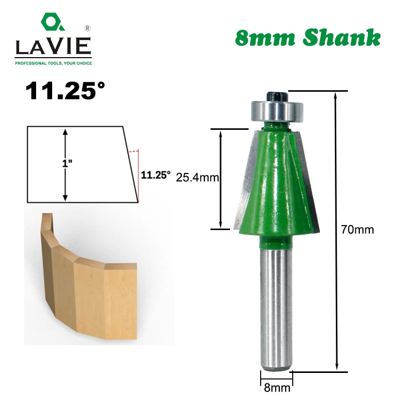 LAVIE 1 шт. 8 мм хвостовик Фаска фрезы 11,25 градусов конические кромки фрезы для дерева Woodorking станки MC02110-11.25