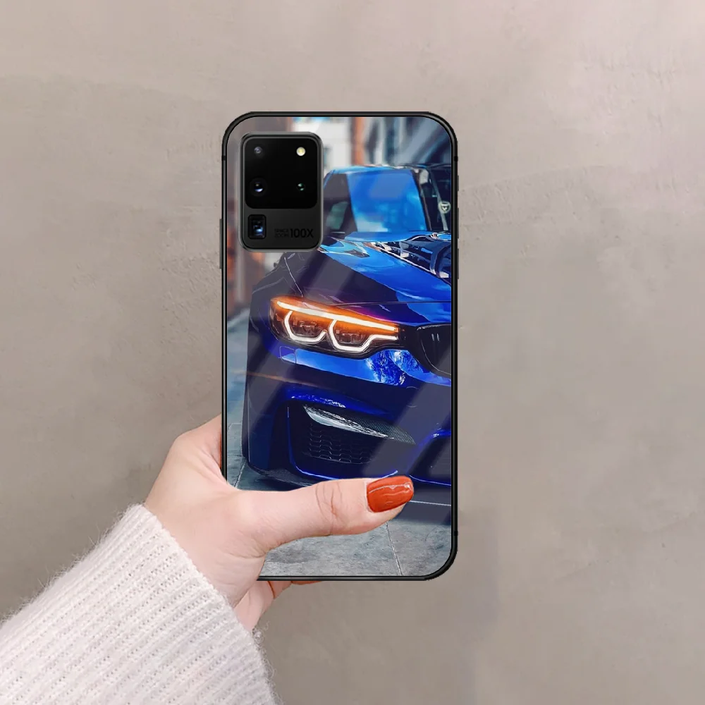 

Car Sportscar For Bmw Phone Tempered Glass Case Cover For Samsung Galaxy S Note 8 9 10 20 21 FE E Plus Uitra Etui Black Etui
