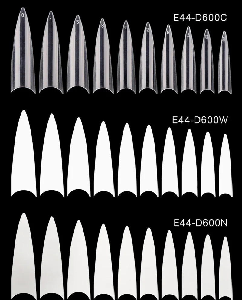 

Nail Patch Transparent Ghost Tip French Salon Long Point False Nail Patch 600 Pieces Bag Pointed nails,French nails, transparent