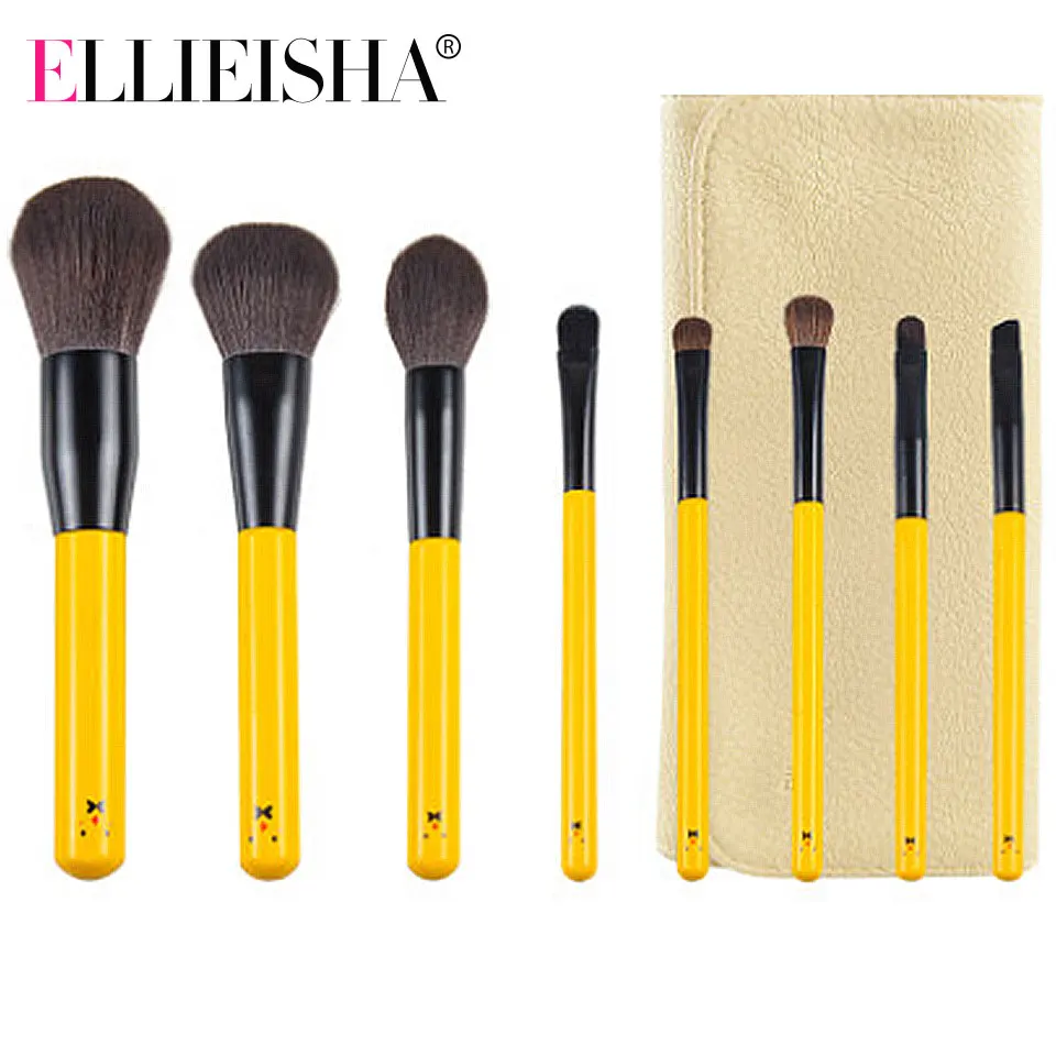 Набор кистей для макияжа ELLIEISHA профессиональные натуральные кисти из козьего