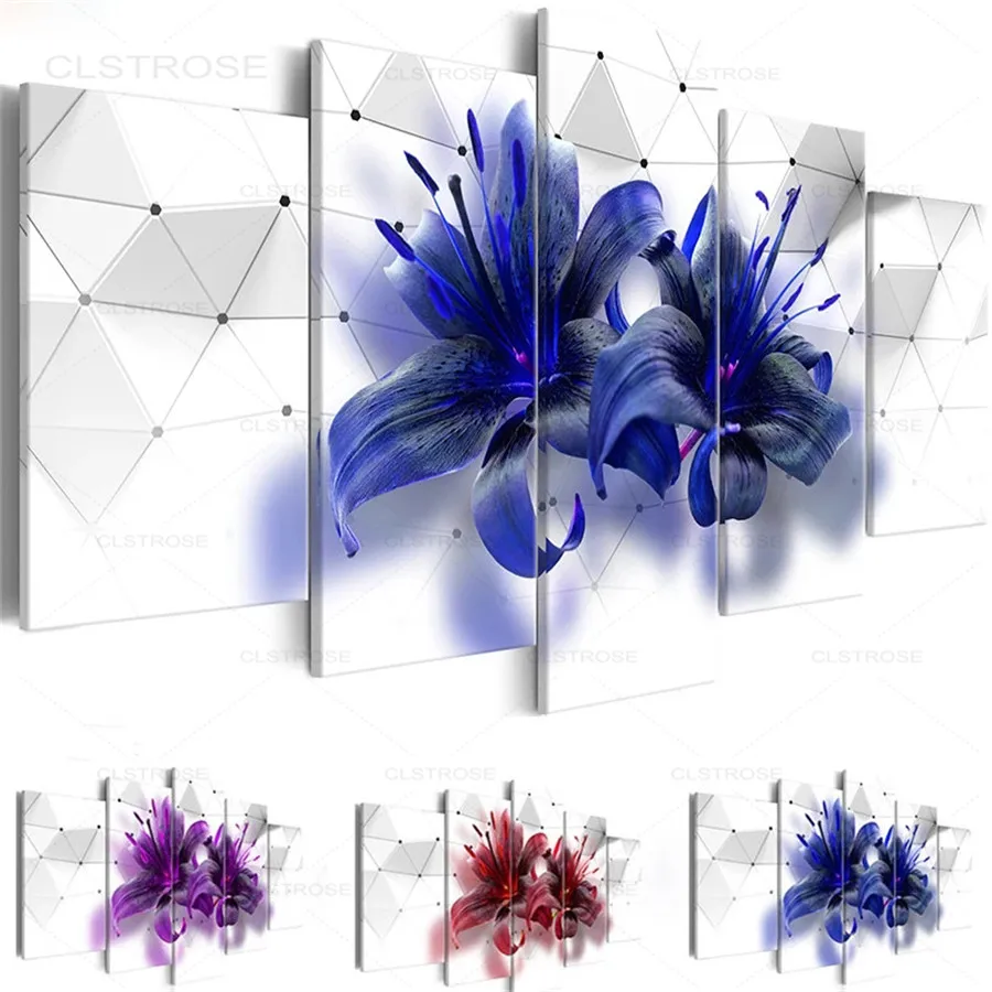 

Абстрактная цветная живопись на холсте, 5 шт., без рамки