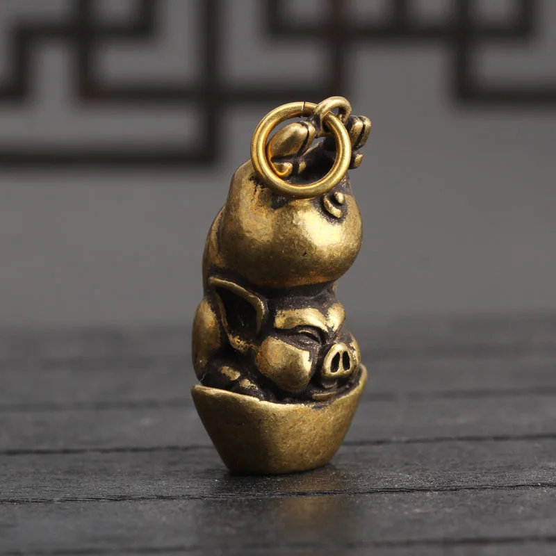 Медные китайские зодиаки животные счастливая богатая Свинья Фигурки винтажные