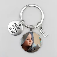 personalized photo pendant custom keychain baby photo mom dad children a family gift birthday name key chain made with love