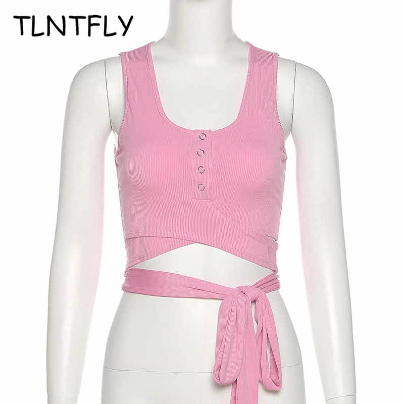 

Tops For Women Fashion Sexy Camisole 2021 Summer Solid Color Slim Fit Navel U-Neck Strappy Vest Streetwear Goblin Nightclub