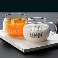 round transparent glass cup home breakfast milk cup smooth high temperature juice cup coffee glass cup