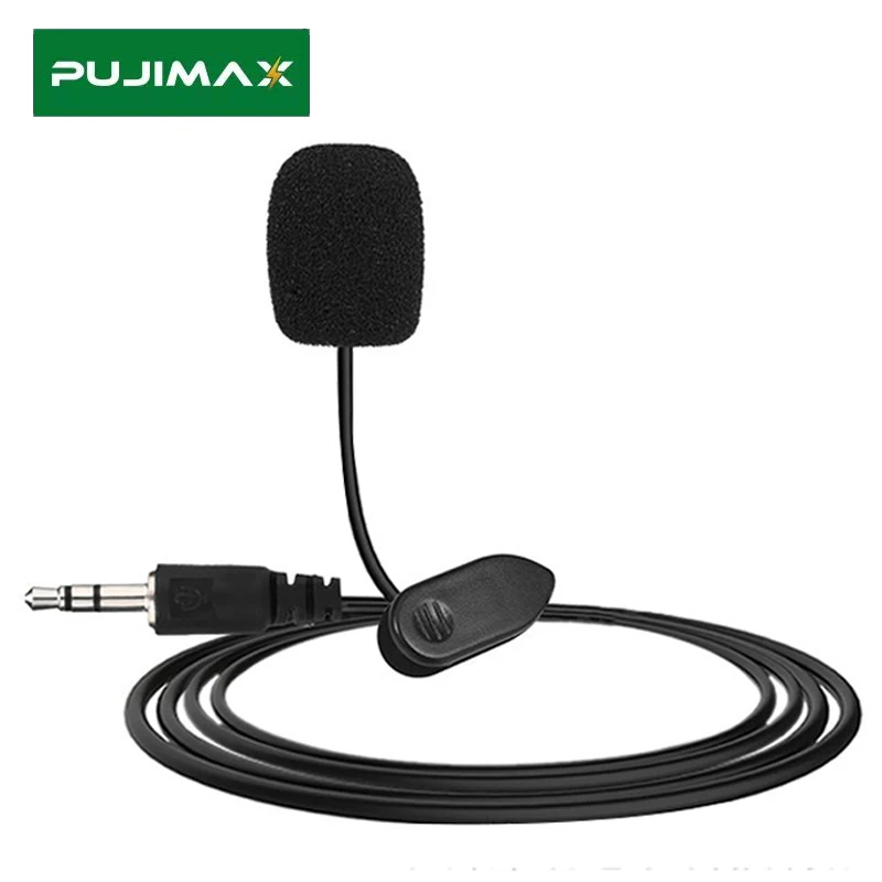

PUJIMAX Mini Portable Clip-on Microphone Condenser Lavalier Tie Clip Microphone For Phone Audio Studio Wired Mic For PC Laptop