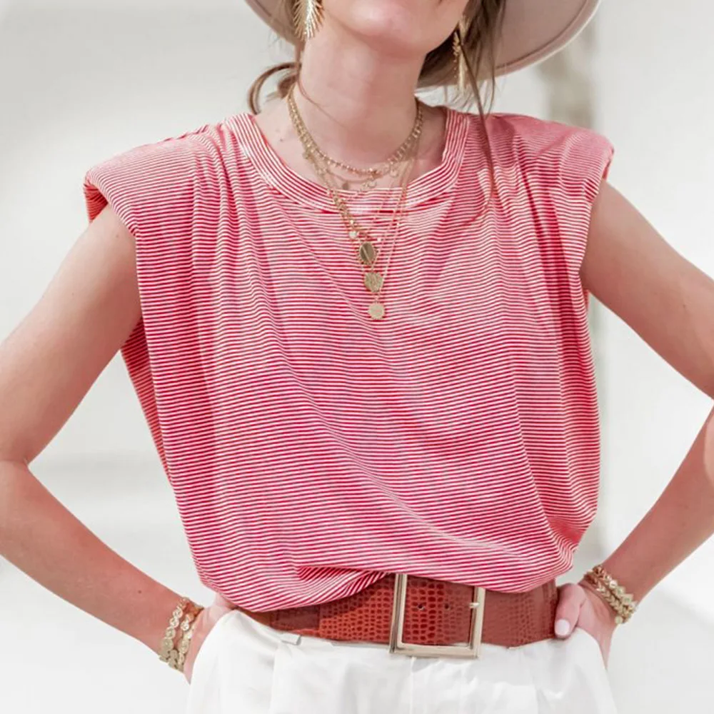 

2020 Summer Tops Shirts New Fashion Sleeveless Solid Loose Blouse Shirts Casual Blouses