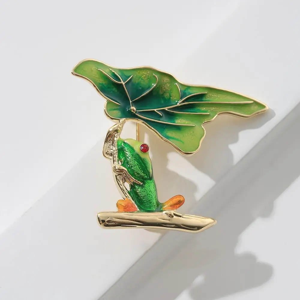 Neoglory милые лягушки и в виде листка лотоса броши для женщин зеленый эмалевой