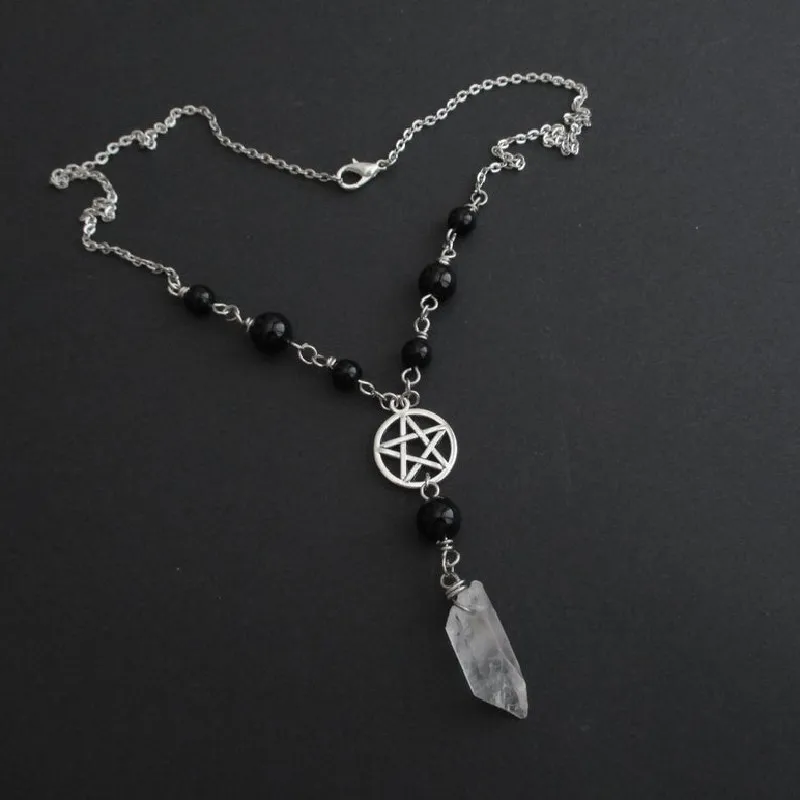 Готическая бисерная пентаграмма ожерелье из хрусталя Викканская подвеска Witchy