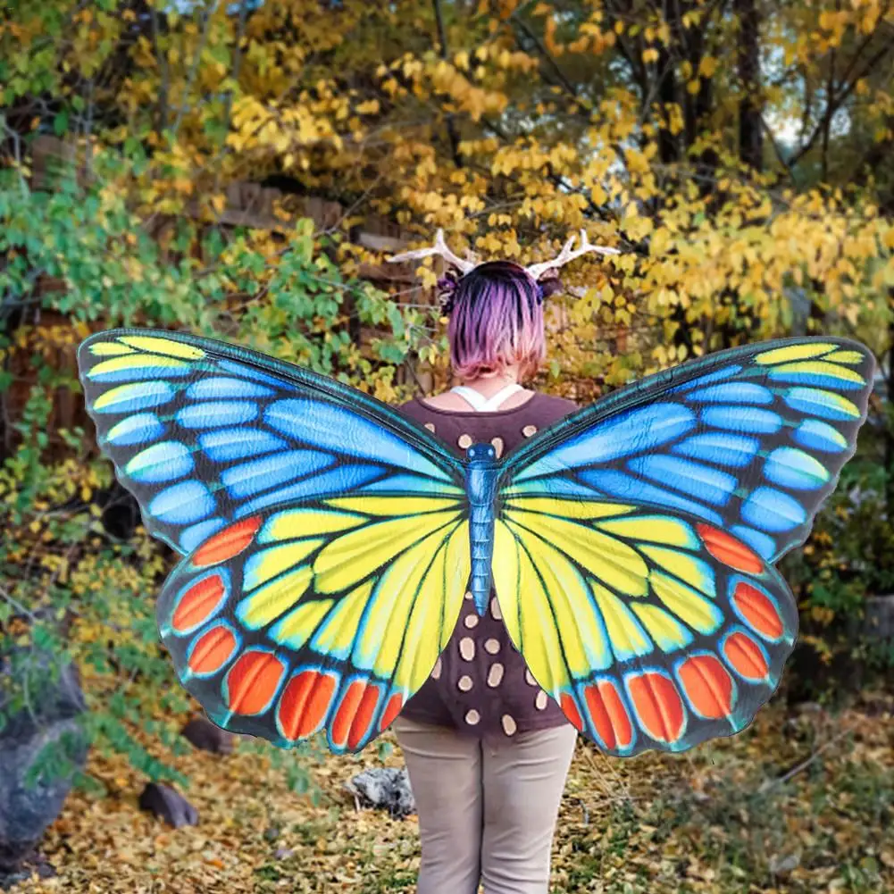 Женская Бабочка крылья Красочные Желтый Зеленый Фея дышащий костюм вечерние