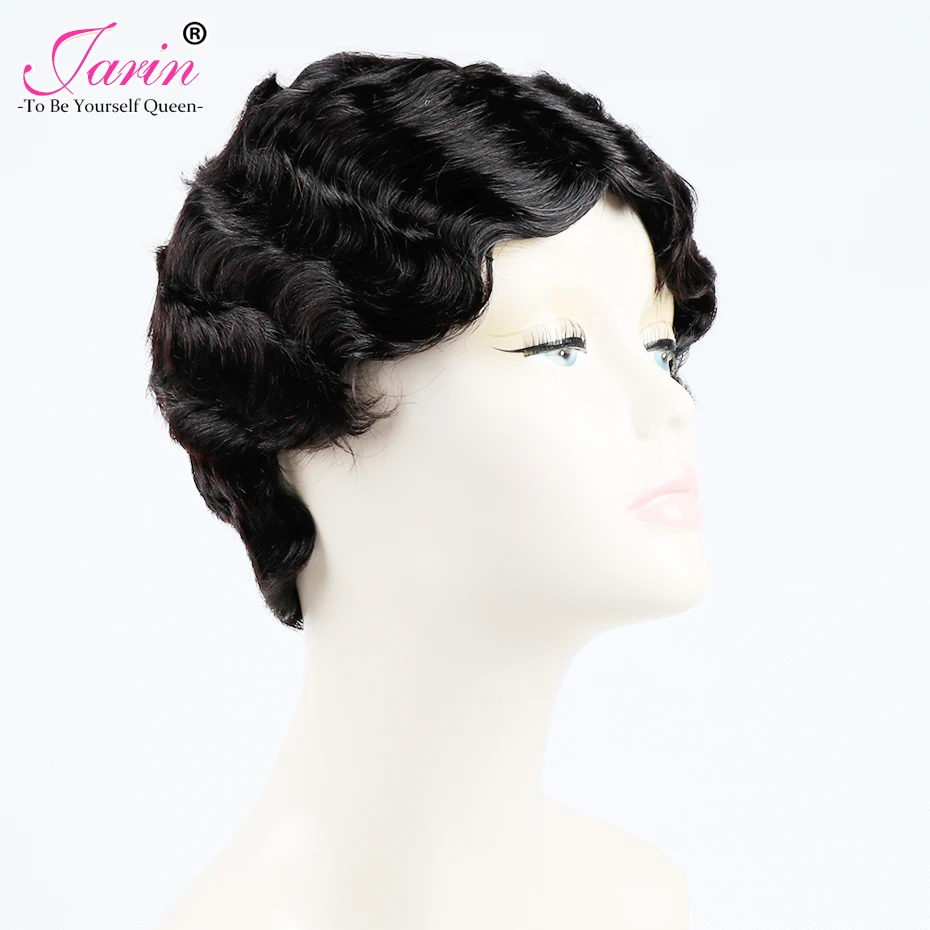 Короткие человеческие волосы парики для женщин бразильские волны океана Remy