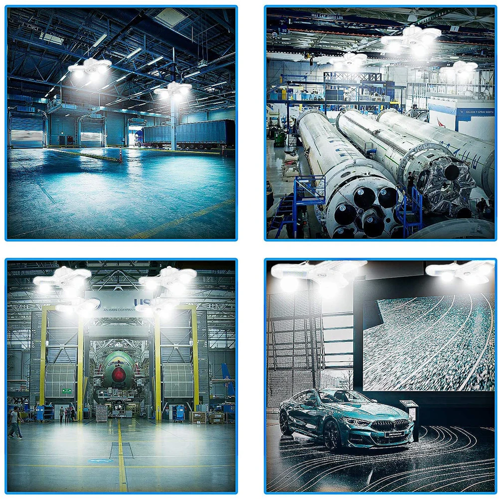 

72 LED E27 Garage Light Ceiling Lamp White Lights LED 360 Degrees Adjustable Lights Ceiling Lamp Bulb for Indoor Workshop