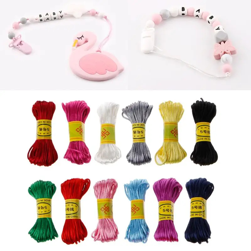 

10m Soft Satin Nylon MultiColor Cord Solid Rope For Jewelry Making Beading Cotton Cord For Baby 2.5mm DIY Necklace Pendant