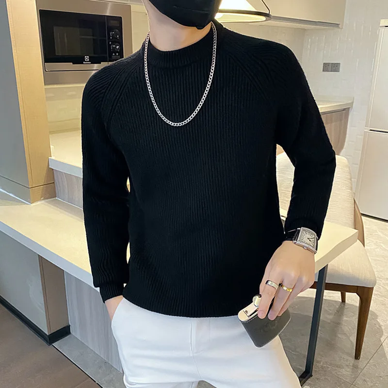 

New autumn and winter youth Korean casual slim round neck long-sleeved bottoming sweater men's solid color pullover sweater